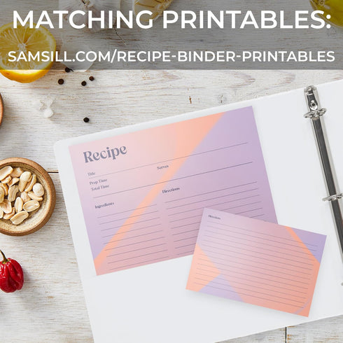 Samsill Recipe Binder Kit, Full Page 8.5 x 11, 1 Inch D-Ring, Gradient Design