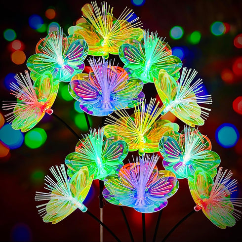 JJGoo 2 Pack Solar Garden Lights, Solar Flower Swaying Light for Outside,