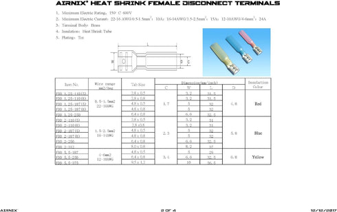 100pcs Heat Shrink Wire Connectors Electrical Terminal Kit, Waterproof Automotive Marine Set, Quick Disconnects Butts