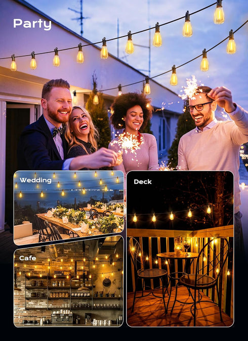 30FT 11+1 ST38 Dimmable IP65 Brightown Outdoor String Lights, LED LED Patio Lights Shatterproof, Waterproof Connectable
