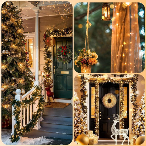 4-Pack 132FT 400LED 8 White(33ftx4) Fairy Lights Battery Operated with Timer&Remote, Waterproof Twinkle Lights Indoor