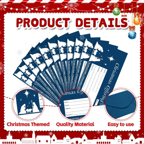 Cholemy 500 Pcs Christmas Offering Envelopes, 6.3 x 3.1 Inch Tithes and Donation Envelopes for Church Supplies (Star)
