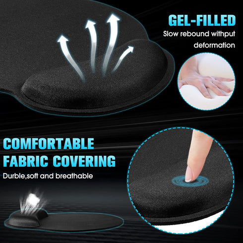 Yunsailing 8 Pack Ergonomic Mouse Pad with Wrist Rest Support Gel Memory Foam Mousepad Comfortable Computer Pad