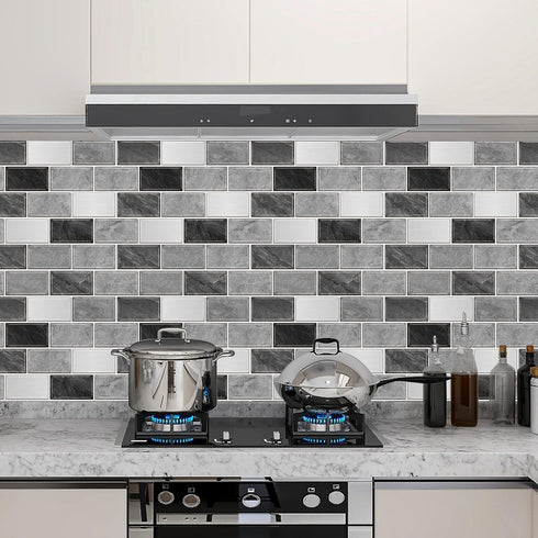 10-Sheet Kitchen,12"x12" URCOLOR Subway Tile Peel and Stick Backsplash for Self Adhesive Wall Tiles Sticker on Back
