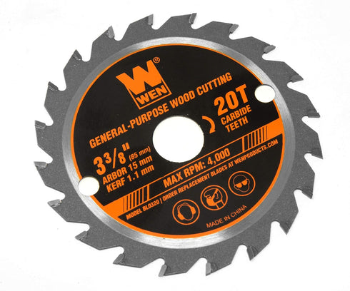 WEN BL0320 3-3/8-Inch 20-Tooth Professional Woodworking Saw Blade for Compact and Mini Circular Saws