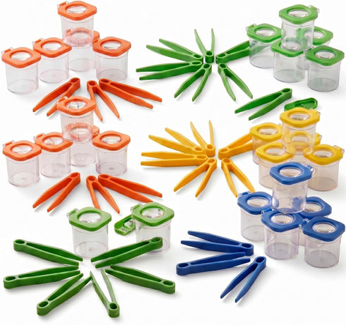 Halloscume 20 Pack Insect Bug Viewer Kit for Kids with Tweezers Explorer