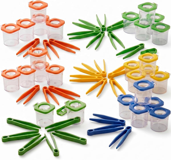 Halloscume 20 Pack Insect Bug Viewer Kit for Kids with Tweezers Explorer