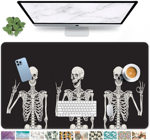 Britimes Large Gaming Mouse Pad, Black Skull Non-Slip Desk Pad for Keyboard and Mouse, 31.5 x 15.7 in for Gamer Office