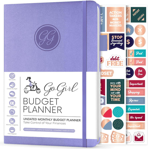 GoGirl Budget Planner – Compact Monthly Financial Organizer, Expense Tracker Notebook Journal (Lavender)