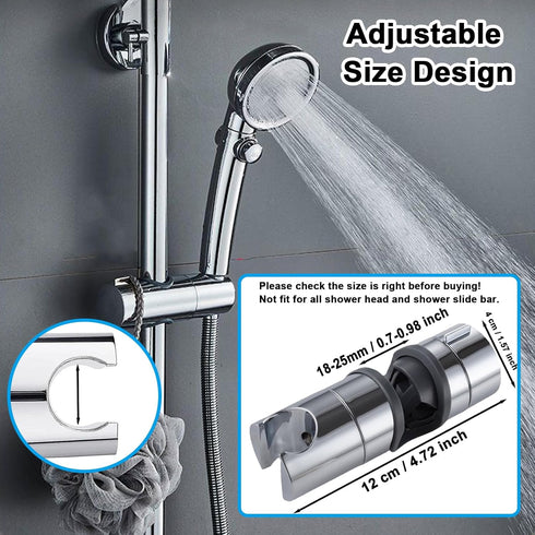 xlehoely 18-25MM O.D.,360 Shower Head Holder for Slide Bar,Adjustable Shower Bracket Holder for Slide Bar Slider Clamp