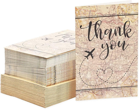 Pipilo Press Travel Thank You Cards - 48 Pack, 4 x 6 In, Brown