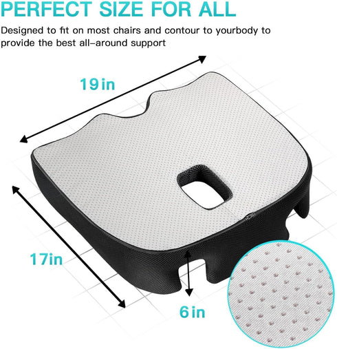 Tailbone Benazcap X Large Memory Seat Cushion for Office Chair Pressure Relief Sciatica & Pain Relief Memory Foam Firm