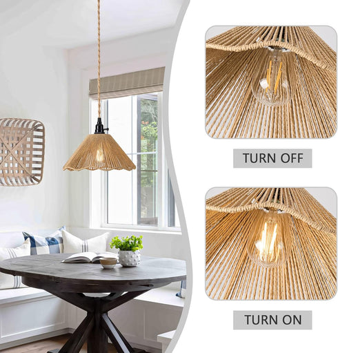 15FT Dimmable Plug in Pendant Light Farmhouse Hanging Lamp Fixtures with Switc Adjustable Height Hanging Light Pendant