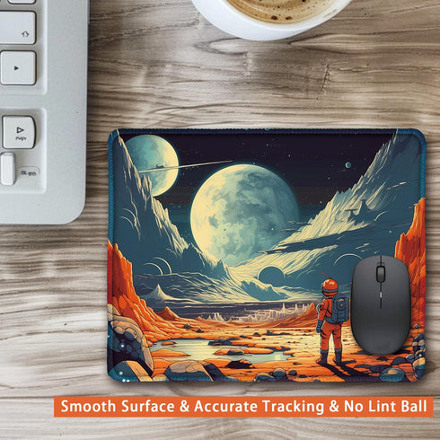 Space Themed Design Mouse Pad, Vibrant Color Travel Mouse Pad for Gaming, Cloth Mouse Pad, 26x21cm