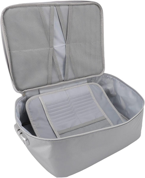 Fireproof File Storage Box, Portable Document Box with Side Handles, Easy to Assemble, Heat Insulated Zipper