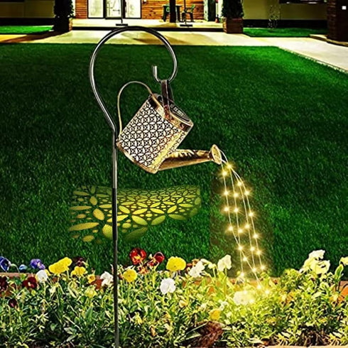 Solar Watering Can Lights, LED Outdoor Garden Lantern String Light, Waterproof Retro Metal for Yard Pathway Decoration