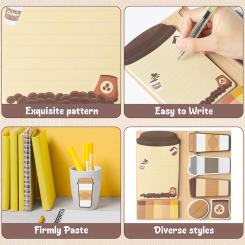 Coffee Lover Sticky Notes Set, 550 Sheets I Really Like Coffee Self-Stick Notes Pad, Memo Pages for Kids Employee School