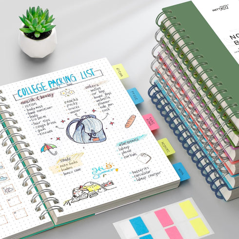 RETTACY Bullet Dotted Journal - B5 Dotted Grid Spiral Notebook, 300 Pages, 100 GSM Premium Acid-Free Paper, Dark Green