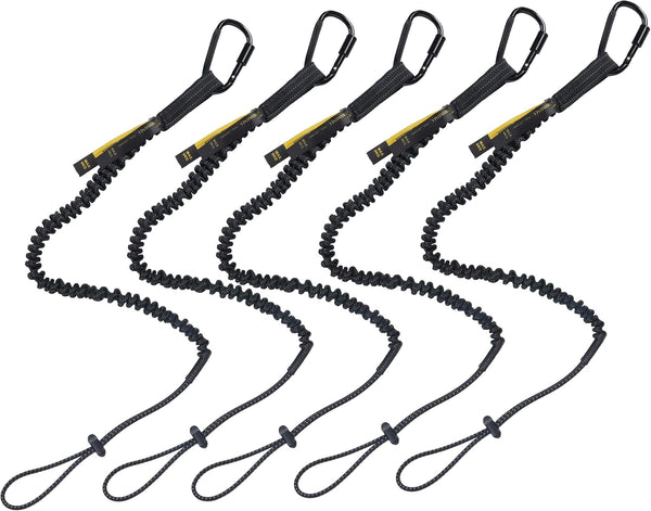 TRSMIMA Safety Tether Tool Lanyard, 5 Pack Stretch Strap for Fall Protection, Tools Leash with Screw Lock Carabiner
