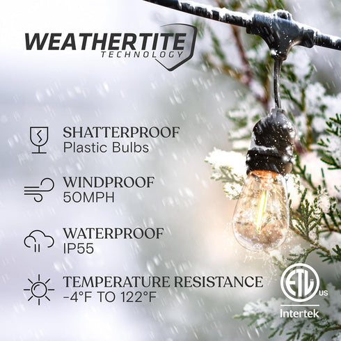 24 Commercial 7 1W Bulbs, Dimmable Brightech Ambience Pro LED String Lights - Ft Grade Patio Lighting Outdoor