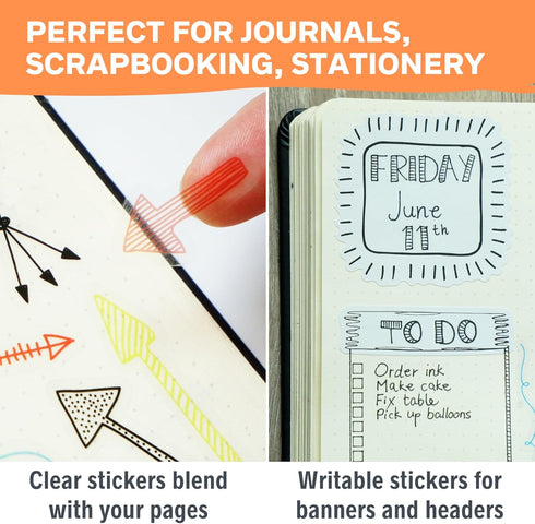 Ultimate Design Elements Planner Stickers Set - Value Pack of 24 Sheets, Clear Stickers, Banners, Arrows for Journals