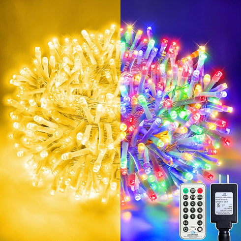 66FT 200 LED Christmas Tree Lights, Bright Warm White to Multicolor Outdoor