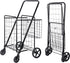 SUPER DEAL Folding Shopping Cart with Wheels and Double Basket for Groceries
