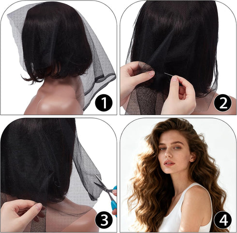 15 19.7 16.5 Inch Black Pcs Hair Stretch Weaving Net, x Deluxe Triple Helix Weaving Mesh, Treated Hair Net Accessories