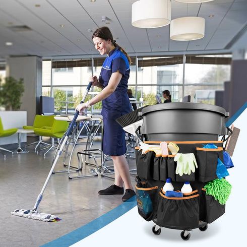 32-55 13 HODRANT Trash Can Caddy Bag Fit Gallon Garbage Bin, Cleaning Caddy Bag with Adjustable Buckle for Industrial