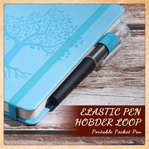 Estune Tree Small Notebooks with Pen, A6 Leather Lined Pocket Notepad, Cute Ruled Journals for School, Business