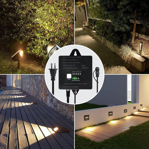 70W 120V 12V Low Voltage Landscape Transformer with Timer and Photocell, AC to DC,Waterproof Outdoor Landscape Lighting
