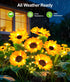4Pack 24 IP65 LETMY Solar Lights Outdoor Garden Decor, Upgraded Solar Garden Lights with Sunflower Lights, Solar