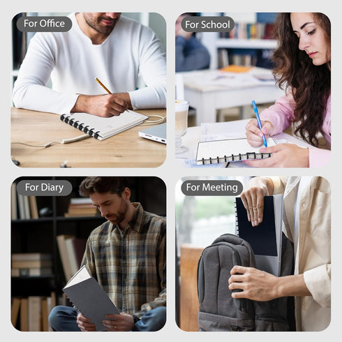 Discbound Notebook - Customizable Refillable 5 Subject Journal with 120 Wide Ruled Pages, 6 Binder Dividers & 16 Tabs,