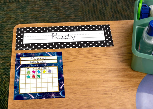 Teacher Created Resources Black Polka Dots Name Plates, 4001 Small
