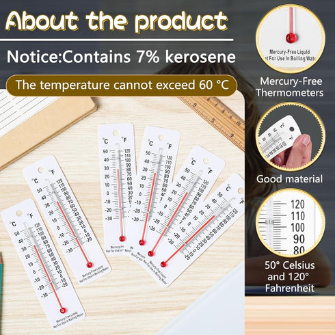 Maitys 50 Pcs Student Thermometers, Mercury Free Science Thermometer for Classroom Teaching Tools