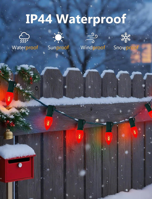 25 Pack C7 Bulbs, C7 Bulbs E12/C7 2700K LED Replacement Light Shatterproof Christmas LED Red Lights for Outdoor String