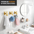 SUS304 4 Pack Towel Hooks for Bathrooms, Brushed Gold Towel Hook for Kitchen Bathroom, Stainless Steel Coat Hook