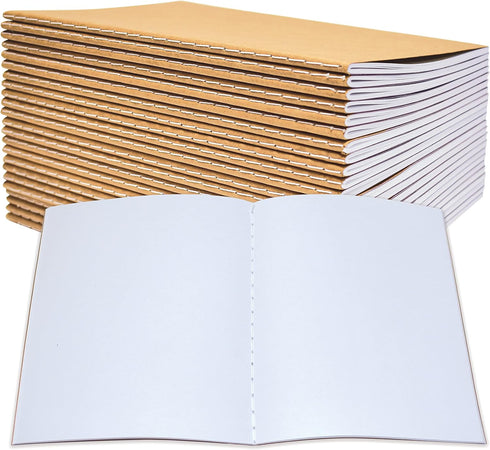 Better Office Products Kraft Notebooks 24 Pack, Blank Unlined, 8.3 in x 5.5 in, A5 Size, 60 White Pages, 80 GSM, Soft Cover Notebooks, Stitched Spines, Art Drawing Sketchbook