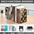 J JOYSAY Holiday Teddy Bears Plaid Print Acrylic Bookends L Shaped Decorative Book Holders Stopper with Non Slip Pads