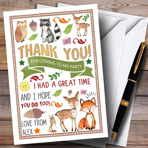 The Card Zoo Woodland Animals Forest Party Thank You Cards