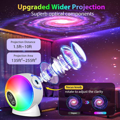 12 1 15 Galaxy Projector for Bedroom, in Star Projector Night Light Bluetooth Speaker, White Noise Planetarium