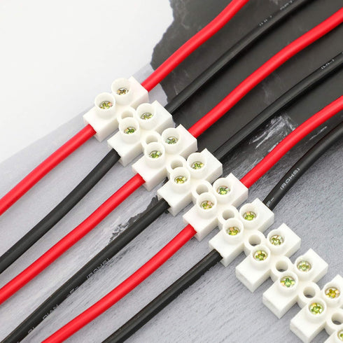 12 Position Dual Row Terminal Block Set, 7 Pieces Electrical Barrier Wire Connector Block, 10A 380V