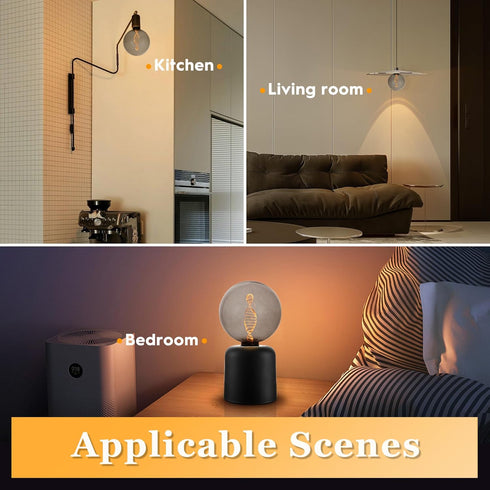 Globe Decorative LED Light Bulb, Oversized Round Dimmable Smoke G125/G40, Edison 3.5W 2200K Soft Warm Lighting