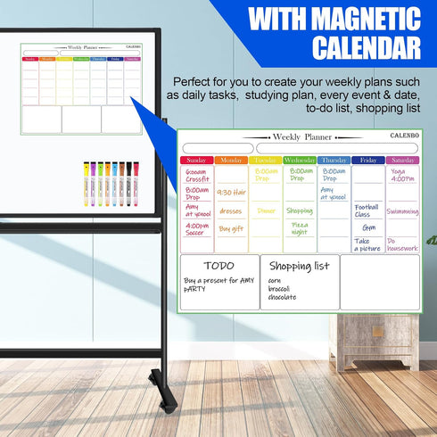 Large Rolling White Boards on Wheels 60 X 36 Inches Magnetic Dry Erase Board with Stand for Office Home