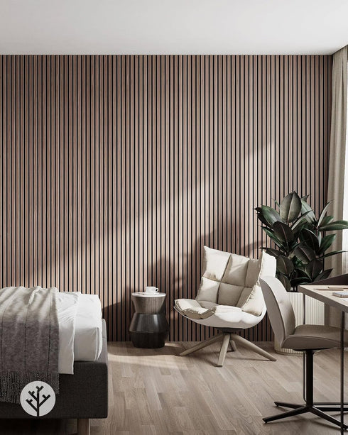 1pc WVH Luxury American Walnut Acoustic Slat Wood Wall Panel Sample, Premium Finish, Interior Decor for Walls
