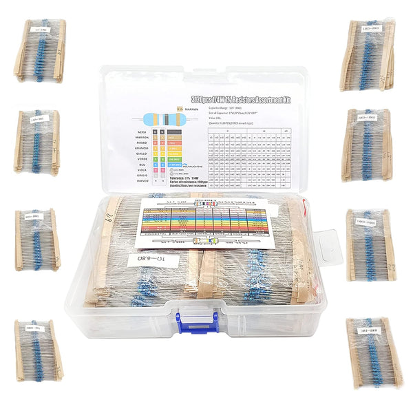 3120pcs 156 Values Metal Film Resistor Kit, Minidodoca 1 Ohm-10M Ohm, 1/4W ±1% Tolerance Fixed Resistors for DIY