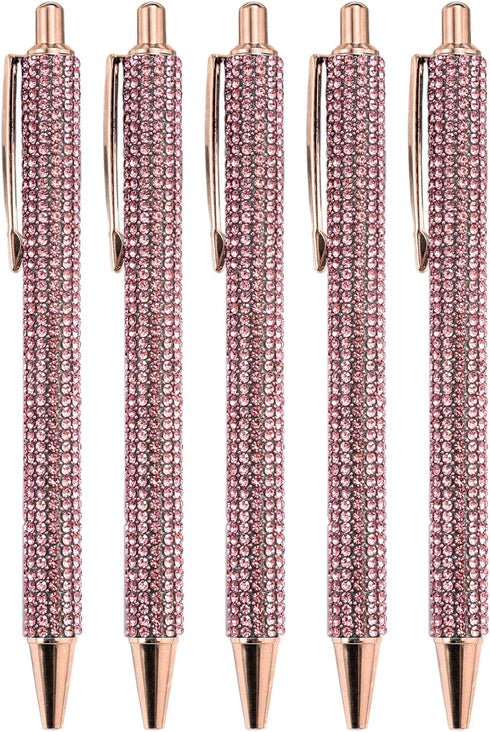 Gullor Diamond-encrusted Click Ballpoint Pens, Black Ink Medium Point 1mm, Office Supplies Gift for Wedding Birthday