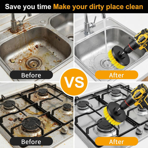 moheaaei 12 4 Inch Set Pcs Drill Brush Attachment, Power Scrubber Cleaning Kit Multi Purpose Brushes for Kitchen Tile