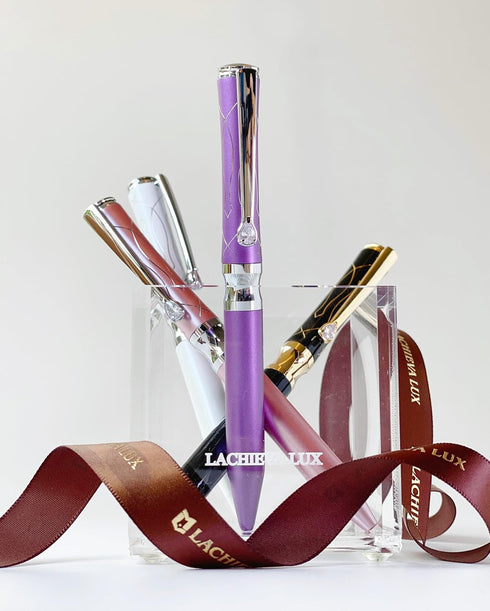LACHIEVA LUX Elegant Crystal Executive Metal Ballpoint Pen with German-made Refills, Luxury High-End Writing