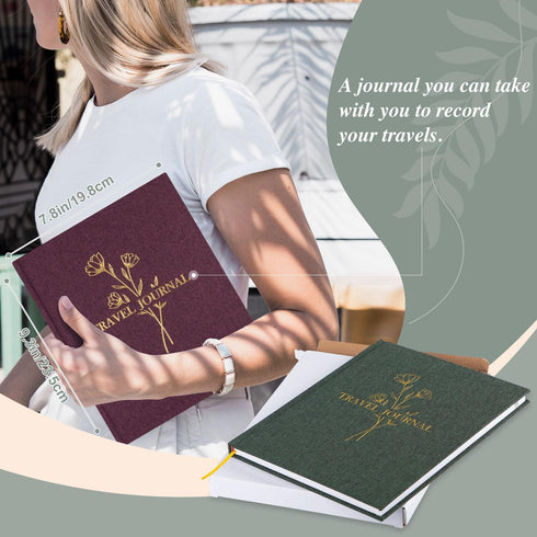 Lanpn Travel Photo Journal Notebook for Men Women, Linen Travel Log Diary, 110 Pages, Green